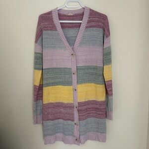Striped Multicolor Women's Cardigan Sweater